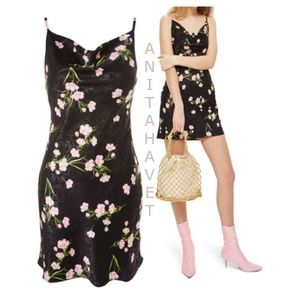 TOPSHOP Floral Cowl Neck Slipdress